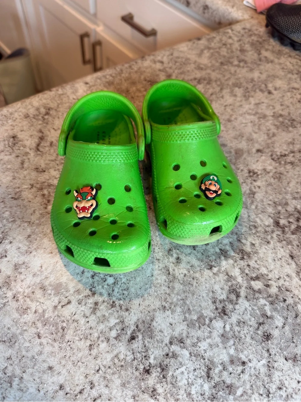 Crocs Classic Clogs Lime Green with Super Mario Jibbitz - Toddler Size 9 (C9)